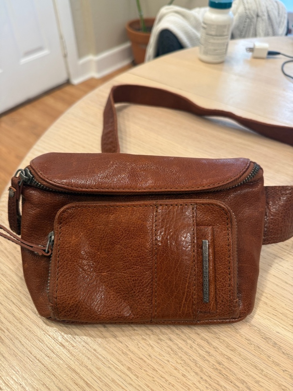 Spikes & Sparrow leather Crossbody Belt Bag/fanny pack- Brown